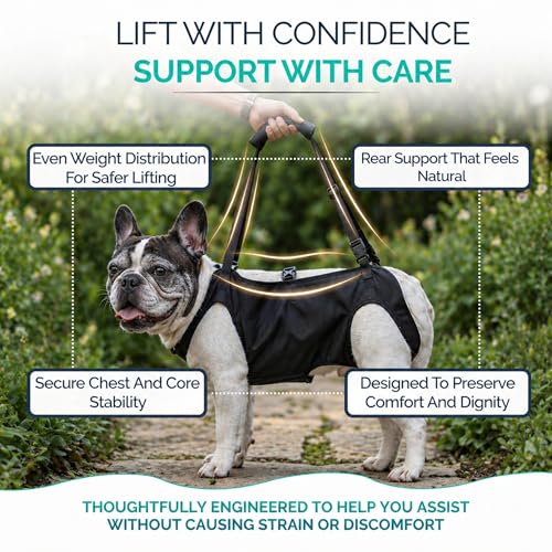 Medium Dog Sling Carrier – 27-38 Lb. Dog Sling for Medium Dogs Hind Leg Support – Doggie Lift M Full Body Design with Breathable Mesh and Adjustable Straps for Safe Mobility Assistance