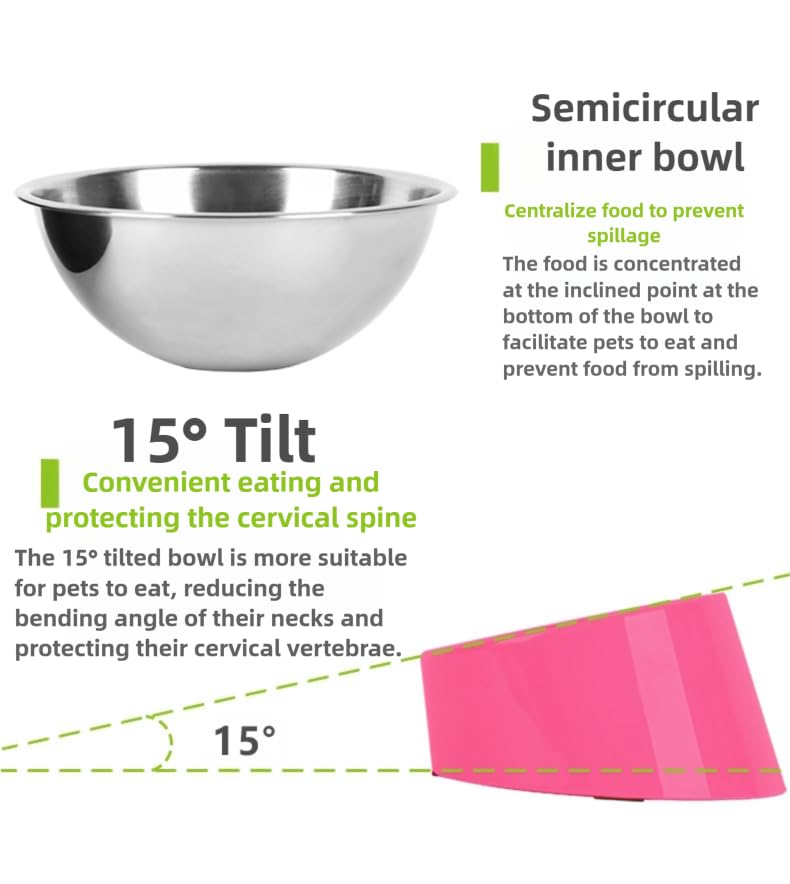 15° Tilted Dog Bowl for Small Dogs Flat-Faced Breeds - Anti-Choke Ergonomic Elevated Feeder Non-Slip Base - 2-in-1 Detachable Stainless Steel Food & Water Bowls - Pure White Clean & Simple (L, White) - color: White, size: L