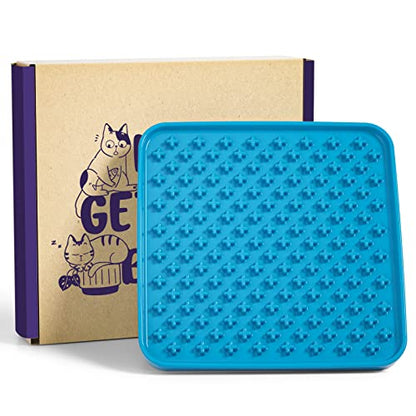 LE TAUCI PET Slow Feeder Dog Bowl, 7.5 Inch Lick Mat for Medium and Large Breed, Anxiety Relief Licking Mat, Puzzle Feeder for Peanut Butter, Treats, Pet Enrichment Toys, Cross Blue - color: Cross Blue