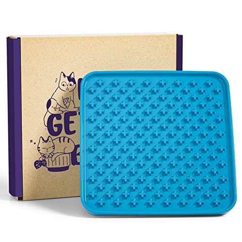 LE TAUCI PET Slow Feeder Dog Bowl, 7.5 Inch Lick Mat for Medium and Large Breed, Anxiety Relief Licking Mat, Puzzle Feeder for Peanut Butter, Treats, Pet Enrichment Toys, Cross Blue - color: Cross Blue