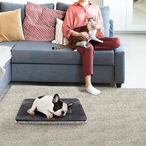 Self Warming Cat Bed, Foldable Self Heated Cat Mat Extra Warm Thermal Heating Pet Pad 24 x 20 inch for Indoor Outdoor Cats, Non-Slip Bottom Washable Non Electric Black - color: Black