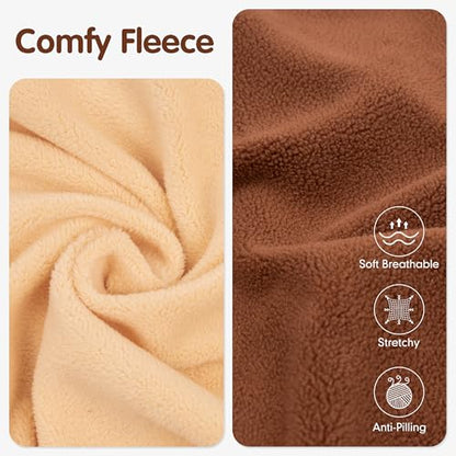 cyeollo 2 Pack Fleece Dog Sweater Pullover Vest with Reflective Stripe, M | 4-Way Stretch, Lightweight Soft Fleece Sweatshirt, Reflective in Low Light, Easy On & Off, Wear Alone or Layered - color: Brown & Khaki, size: Medium