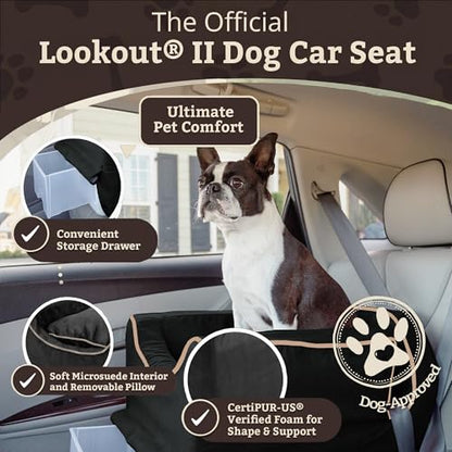 Snoozer Small Luxury Lookout Ii Pet Car Seat, Black/Herringbone Microsuede - color: Black with Herringbone, size: Small