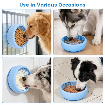 Dog Lick Bowl,Freezeable Anxiety Relief Non-Slip Silicone Treat Bowl,Durable Anti-Choking Long-Lasting Enrichment Slow Feeder Licking Mat for Small Medium Breed, BPA Free Silicone Dishwasher Safe - color: light blue, size: S