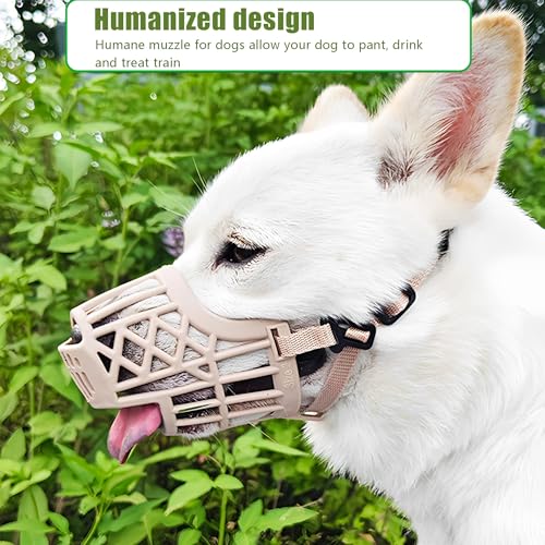 Soft Basket Rubber Dog Muzzle,Dog can Pant and Drink,Humane Cage Mouth Cover，Breathable Adjustable Muzzle to Prevent Biting,Chewing and Scavenging,Ideal for Training,Grooming & Daily Use (Brown, M) - color: Brown, size: M
