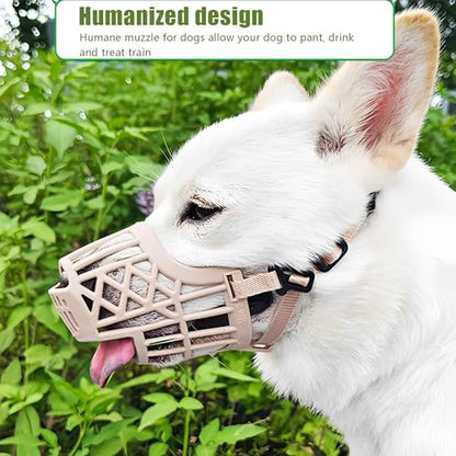 Soft Basket Rubber Dog Muzzle,Dog can Pant and Drink,Humane Cage Mouth Cover，Breathable Adjustable Muzzle to Prevent Biting,Chewing and Scavenging,Ideal for Training,Grooming & Daily Use (Brown, L) - color: Brown, size: L