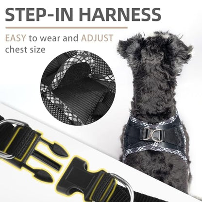 PUPTECK Dog Harness and Leash Set for Small Medium Dogs No Pull Step-in Soft Mesh Puppy Cat Vest Harnesses Reflective at Night, Black S - color: #1 Black(Basic Mesh), size: S(CHEST 14.5"-16", 6.6-14 lbs)