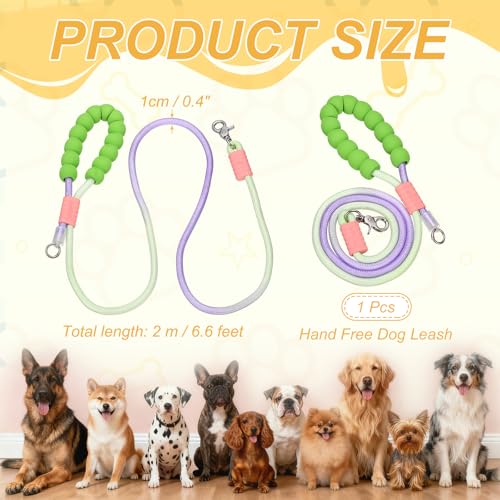 Dog Leash with Padded Hands Free, 6.6ft/2m Adjustable Bungee Dog Training Leash, No Pull Heavy Duty Nylon Rope(Blue Pink), Intended for Large Medium Pet Running/Hiking/Walking - color: Blue Pink, size: 6.6ft/2m