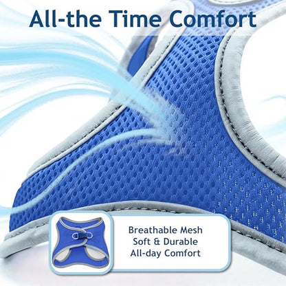 Kruz Dog Harness (Chest 16"-17", Weight 10–15 lbs) Athletica Adjustable Heavy Duty No Choke Puppy Vest for Small Dogs Lightweight Air Mesh, Reflective, Puppy Essentials – Blue, Medium - color: Blue, size: Medium