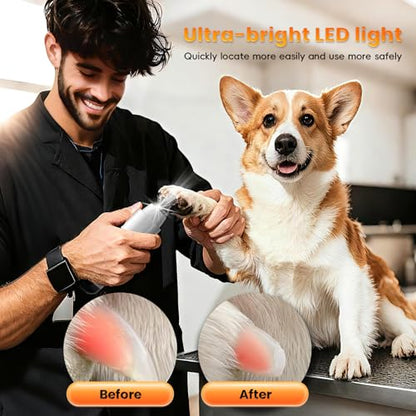 2026 New Silent Groom Pro Dog Nail Grinder, 5-Speed Dog Nail Grinder with Led Light, 40 db Quiet Painless Paws Grooming for Small Medium Large Dogs, USB Rechargeable (Gray) - color: Gray