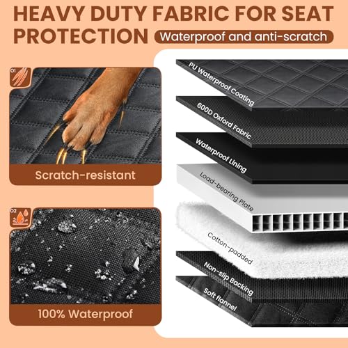 A-Pce Dog Truck Seat Cover for Back Seat, Hard Bottom Dog Hammock for Car, Waterproof Seat Protector, Dual use in Summer and Winter, Universal XL Size Fits for Crew Cab Truck/SUV, Black - size: For Large Truck