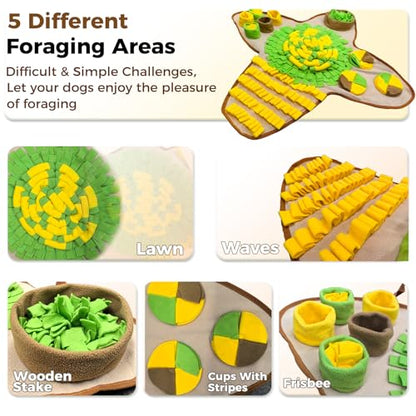 Snuffle Mat for Dogs Large Breed & Small, 27"x27" Interactive Puzzle Dog Food Mat Encourages Natural Foraging Skills, Dog Enrichment Toy for Brain Stimulation & Slow Feeding Game & Anxiety Relief