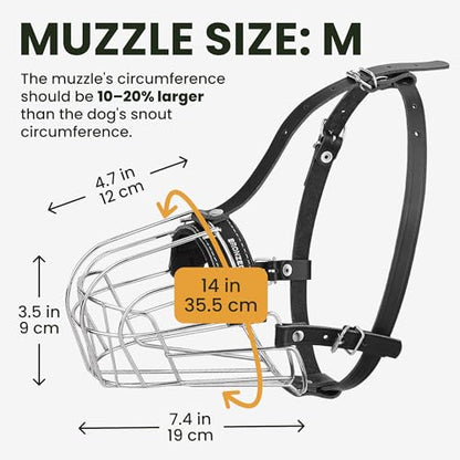 BRONZEDOG Wire Dog Muzzle German Shepherd for Medium Large Dogs Adjustable Durable Metal Basket for Biting Chewing Barking (M) - size: M