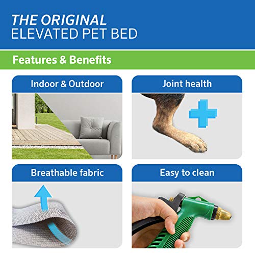 Coolaroo Original Elevated Dog Bed - Breathable Off-The-Ground Pet Bed with Cooling Fabric, Joint Relief & Moisture-Resistant Fabric, 100% Recyclable, Easy Clean, Gunmetal, Medium - color: Gunmetal, style: Medium Dog Bed