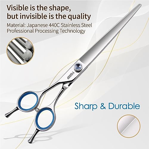 Straight Left Handed Dog Grooming Scissors 8.0'' Long Shears for Grooming Dogs Poodle Large Pet Japanese 440C Stainless Steel Super Sharp(8.0'' Straight) - size: 8.0 inch, style: Straight Shears