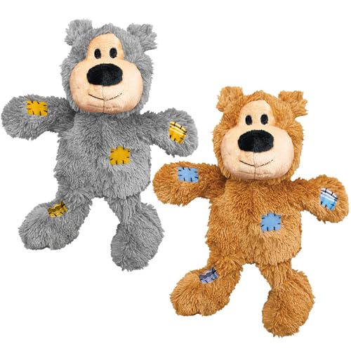KONG Wild Knots Bears - Durable Dog Toys with Internal Knotted Ropes and Minimal Stuffing for Less Mess (Assorted Colors) (Small/Medium (2 Pack)) - size: Small/Medium (2 Pack)