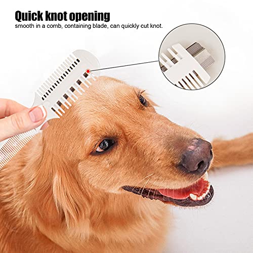 Razor Comb for Dogs Cats with 4 Extra Blades, Manual Double Edge Razor Grooming Tool for Thinning, Cutting,Styling and Grooming