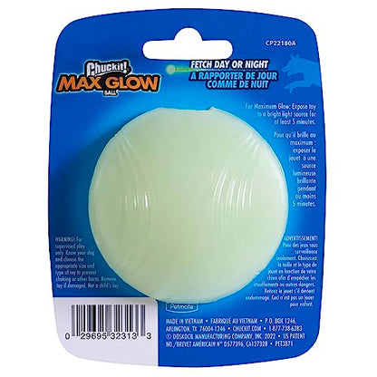 Chuckit! Glow in the Dark Bouncy Balls - Ball for Dogs, Chuckit Dog Toy, Max Glow Balls - Medium, 2.5 Inch, Pack of 1 - size: Medium