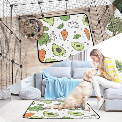 Qilmy Avocados Pet Mat, Waterproof Reusable Dog Training Pad Anti-Slip Pet Creat Pad for Small Medium Large Dogs and Cats - size: Smallx3