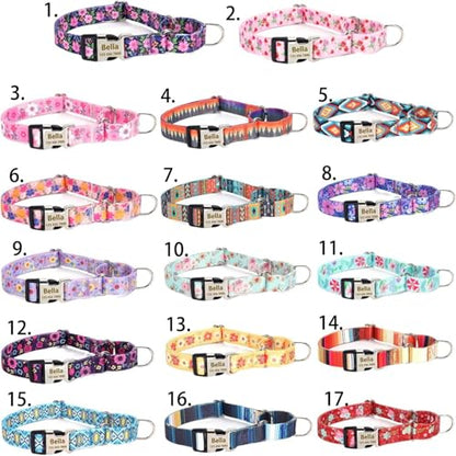Personalized Custom Customized Engraved Training Martingale Dog Collars with ID Name and Phone Number Buckle for Small Medium Large Dogs