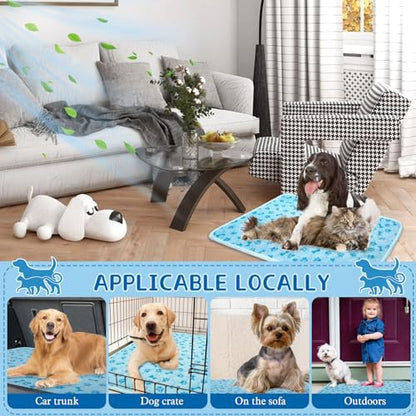 SHEJIZE Dog Cooling Mat Large, No-Water, Washable, Anti-Slip for Car | Instant cooling Q-Max>0.5 fabric. Use in car, crate, patio, or tent. Cools on contact, no water needed. - size: S(23*17inch)