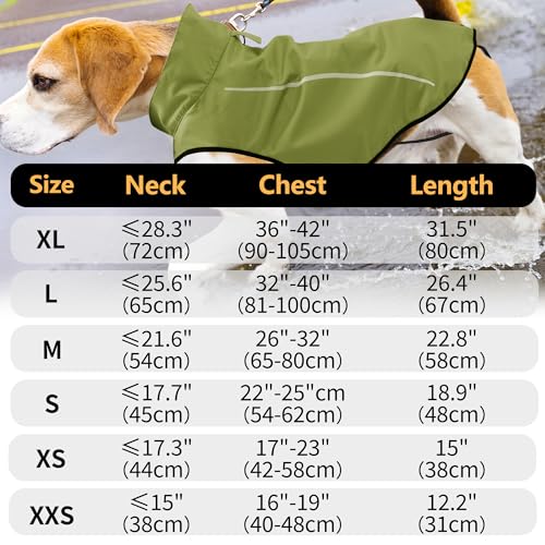 Mile High Life Dog Raincoat, Adjustable Waterproof Reflective Rain Jacket for Small Medium Large Dogs, Lightweight Breathable Pet Rain Coat with Leash Hole(Lime Yellow,XXS Chest 16-19") - color: Lime Yellow, size: XXS Chest 16"-19"