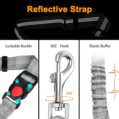 Dog Seat Belt for Car,Chew Proof Dog Car Seat Belt,2 in 1 Car Harness for Dogs Safety Seat Belt,Heavy Duty Pet Seat Belt for Medium & Large Dogs Chewer - size: 2 Pack(Grey)