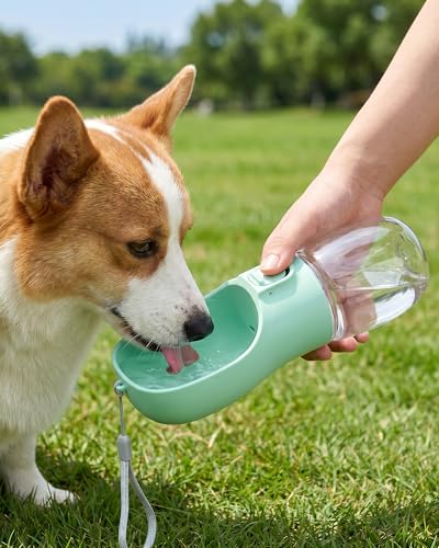 Portable Dog Water Bottle, Leak-Proof Pet Water Dispenser with Water-Saving Reflow, One-Hand Operation & Dishwasher Safe Travel Bottle for Walking, Hiking & Travel