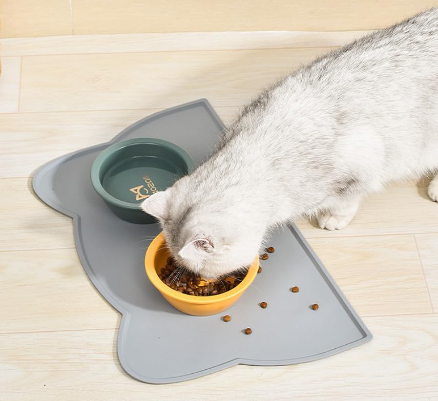 Anti Slip and Waterproof Pet Food Mat with Raised Edges - Spill Proof Feeding Tray for Cats and Dogs, Easy to Clean Floor Protector, Scratch Resistant, Compatible with Dry and Wet Food Bowls,Blue - color: Blue