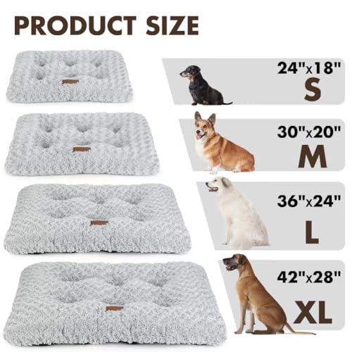 Dog Bed Crate Pad - Rosette Pattern White Velvet Pet Bed Anti-Slip Comfy Kennel Pad for Crates Rosette Grey L - color: Rosette Pattern Grey, size: Large 36"x24"