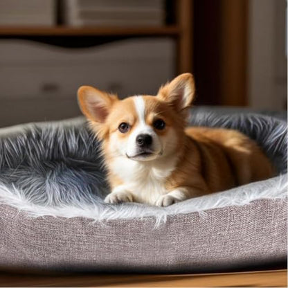 Large Plush Pet Bed - Cozy, Versatile, and Machine Washable Dog Bed, Convertible from a Snug Round Nest to a Flat Pet Mat for Ultimate Comfort and Warmth