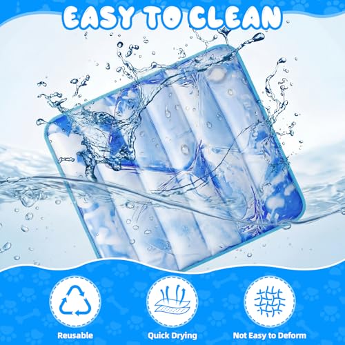 Chunful 4 Pack Dog Cooling Mat Water Injection Pet Cooling Mat for Dogs Cats with Storage Bags Washable and Foldable Pet Pad Summer for Small Medium Large Breeds of Doggy Bed Sofa Floor Car Seat(M) - size: M