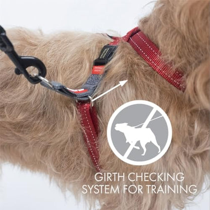 EzyDog Crosscheck No Pull Dog Training Harness – 2-in-1 Escape Proof Reflective Dog Harness for Easy Controlled Walks (L, Red) - color: Red, size: L
