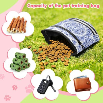 Mandala Water-Resistant Dog Treat Pouch, 3 Ways to Wear Treat Bag with Magnetic Closure & Reflective Strip, Hands-Free for Pet Training, Walking