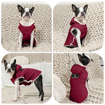 Vecomfy Fleece Lining Dog Hoodie with Harness Built in,Extra Warm Small Dog Jacket in Winter Puppy Coats with Drawstring Hooded,Red XS - color: Red(Harness Built in), size: X-Small (Pack of 1)