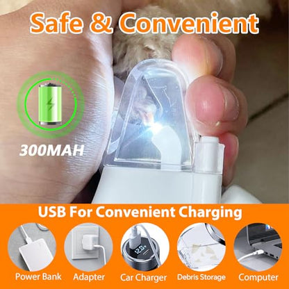 2-in-1Dog Nail Clippers & Dog Nail Grinder,Dog Nail Trimmers with LED Lights,USB Rechargeable,Quick Sensor and Splash Guard,Cat Nail Clippers Trimmers for Small,Medium,and Large Dogs & Cats