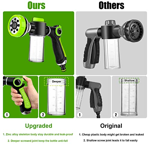 Dog Washing Hose Attachment, 8-in-1 Sprayer Mode Garden Hose Nozzle with Pet Bathing Brush and 100cc Soap Dispenser Bottle, Adopted in Watering Flowers, Car Wash, Dog and Horse Showering (Green) - color: Green