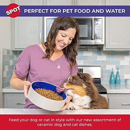 SPOT Standard Crock Dish - Heavy Duty, Non-Slip, Round Ceramic Food/Water Bowl for Pets, Ideal for Medium to Large Dogs or Multiple Animals, Dishwasher Safe - 9.5 in, 8 Cups, (64 Oz)(Pack of 6) - size: 9.5" (Pack of 6)