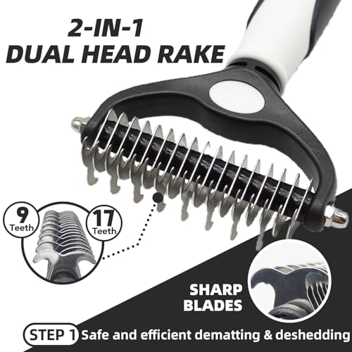 Dog Brush for Shedding, 7 PCS Dog Grooming Brush Kit, Undercoat Rake, Slicker Brush, Deshedding Comb, Bath Brush, Nail Clipper for Long & Short Haired Dogs & Cats, Black - color: A-Black