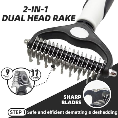Dog Brush for Shedding, 7 PCS Dog Grooming Brush Kit, Undercoat Rake, Slicker Brush, Deshedding Comb, Bath Brush, Nail Clipper for Long & Short Haired Dogs & Cats, Black - color: A-Black