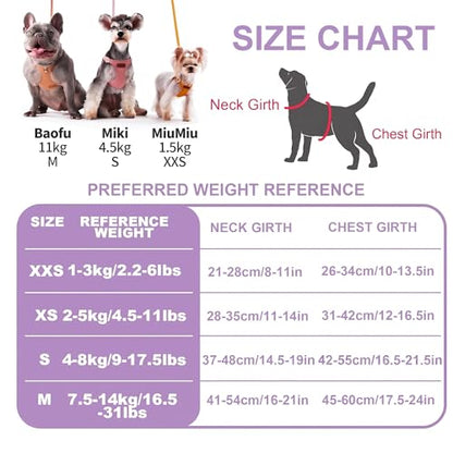 Puppytie No Pull XXS Puppy Harness with Multifunction Dog Leash,Soft Adjustable No Choke Escape Proof Pet Harness Vest,Light Purple,XXS - color: Purple, size: XXS(2.2-6lb）