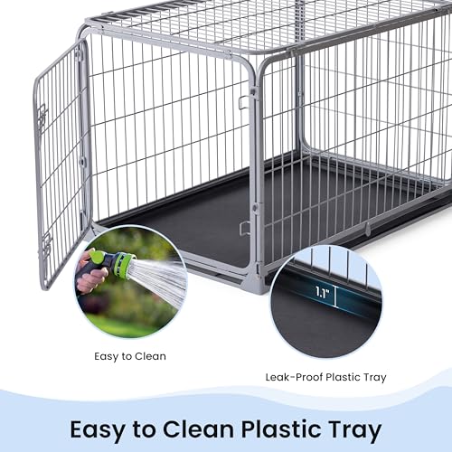 ZOMISIA Collapsible Dog Crate for Medium Dogs - 36 inch Escape Proof Metal Dog Kennel with Double Door, Easy Assembly Foldable Dog Cage with Removable Tray, Indoor Outdoor Use, Silver Gray - size: 36.2"L x 22.4"W x 23.0"H