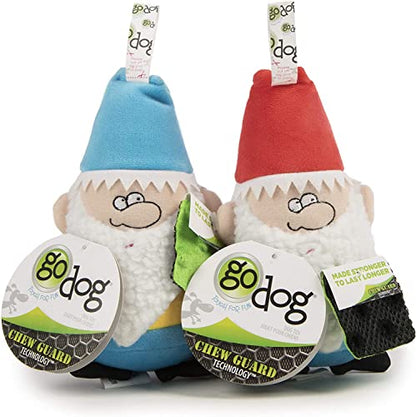 goDog (2 Count) Magical Creatures Garden Gnome Squeaky Plush Dog Toy, Chew Guard Technology - Red/Blue, Small - size: Small, style: Garden Gnomes, 2-Pack