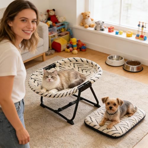 Raised Dog Bed,Portable Breathable Non Slip Cot Hammock,Foldable 22.44 x 16.14 x 10.23Inch Dog Bed Raised Cot | for Pets Cats Kitten Puppy Sleep Rest Camping Travel - color: B