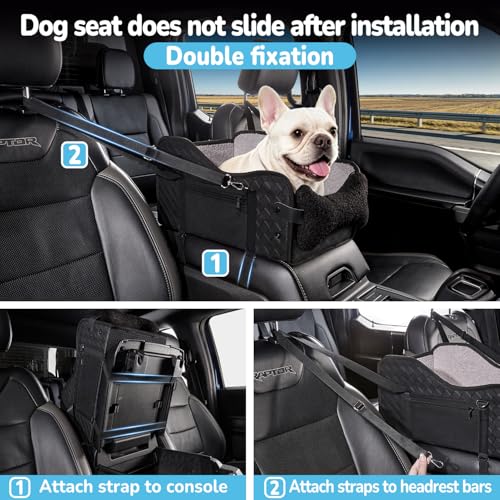Center Console Dog Car Seat,Pet Puppy Middle Console Dog Car Seat for Small Dogs (Black, Large) - color: Black, size: Large