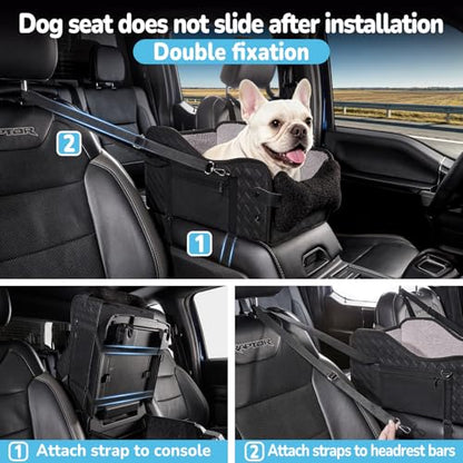 Center Console Dog Car Seat,Pet Puppy Middle Console Dog Car Seat for Small Dogs (Black, Large) - color: Black, size: Large