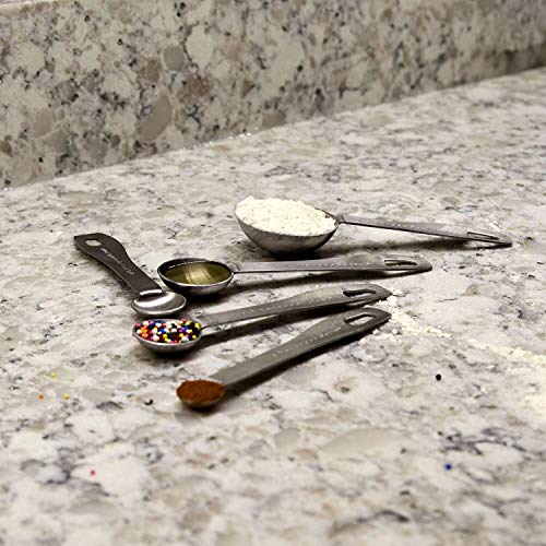 husMait 5-Piece Stainless Steel Measuring Spoons Set - Heavy Duty Metal Measuring Spoons for Dry Food, Spices or Liquids - Engraved Imperial & Metric Markings, Stackable & Dishwasher Safe - color: Measuring Spoons