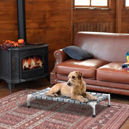 Caghash Elevated Outdoor Raised Dog Bed Outdoor Dogs Bed Lifted Pet Bed Dog Cot for Medium Pet Taste Life, Start with A Pet Bed 34'' x 20'' x 6.5'' - size: Standard - Medium Minus