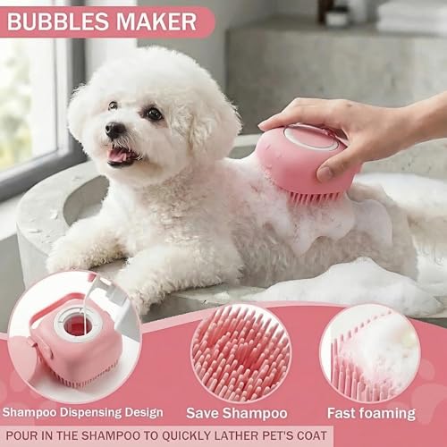 12PCS Dog Bath Kit & Dog Brush Kit for Dogs & Cats - Professional Pet Grooming Tools Set with Shedding Brush, Bath Scrubber, Dematting Comb & Storage Bag - Complete Dog Washing Essentials, Pink - color: 12PCS-Pink