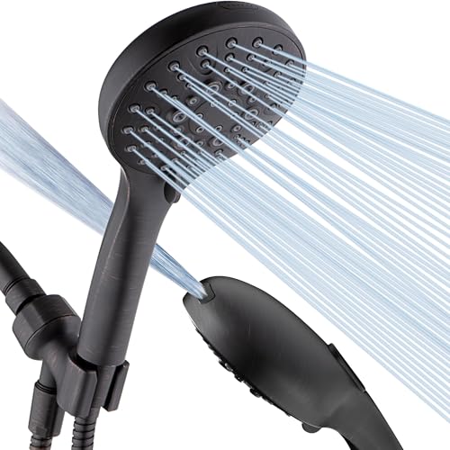 BRIGHT SHOWERS High Pressure Shower Head with Handheld, 9 Spray Settings Showerhead Built in Power Wash to Clean Tub and Pets, Extra Long 69" Hose, Adjustable Bracket, Oil-Rubbed Bronze - color: Oil Rubbed Bronze, style: 2.5 GPM | 9 Modes